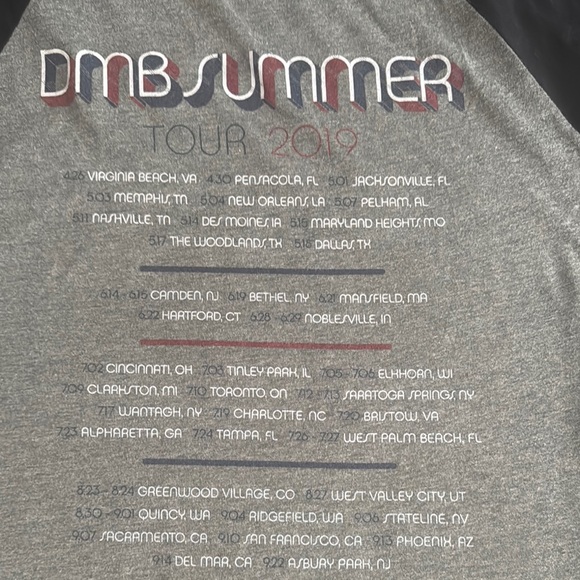Dave Matthews Band Gray and Black Raglan Shirt summer tour 2019 - Picture 6 of 7